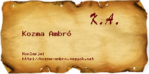 Kozma Ambró névjegykártya